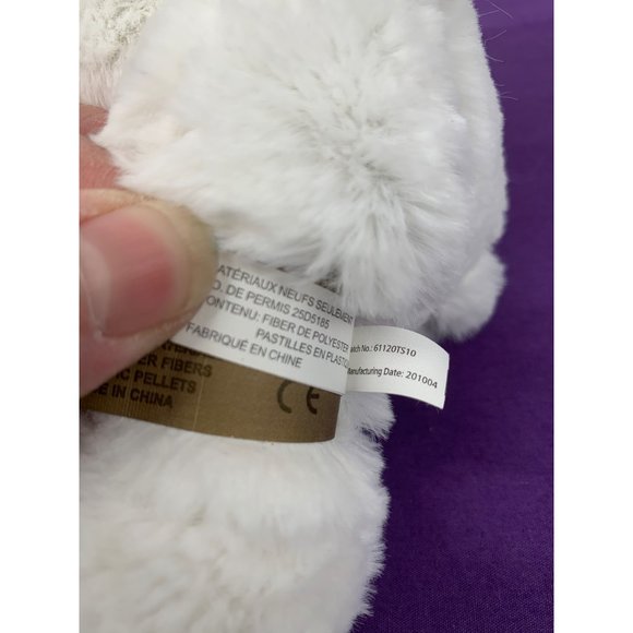 Dena NO 1784 First Main White Bear Plush Stuffed Animal Purple Pink Striped Ribb - Picture 10 of 12